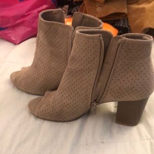 Taupe Peep toe booties booties with heel